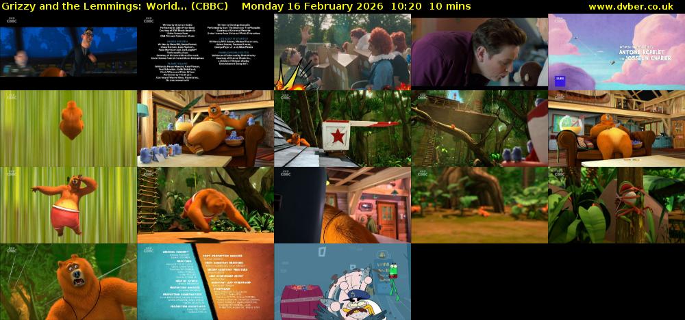 Grizzy and the Lemmings: World... (CBBC) Monday 16 February 2026 10:20 - 10:30