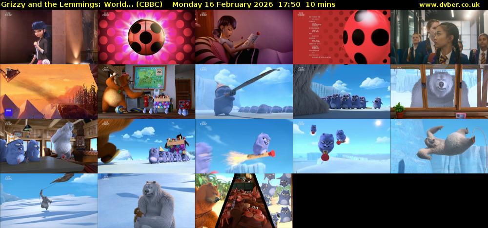 Grizzy and the Lemmings: World... (CBBC) Monday 16 February 2026 17:50 - 18:00