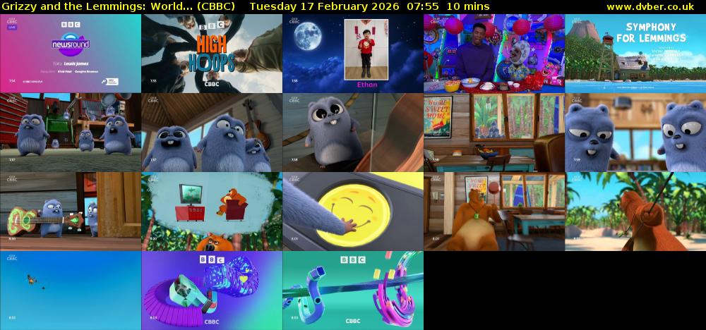 Grizzy and the Lemmings: World... (CBBC) Tuesday 17 February 2026 07:55 - 08:05