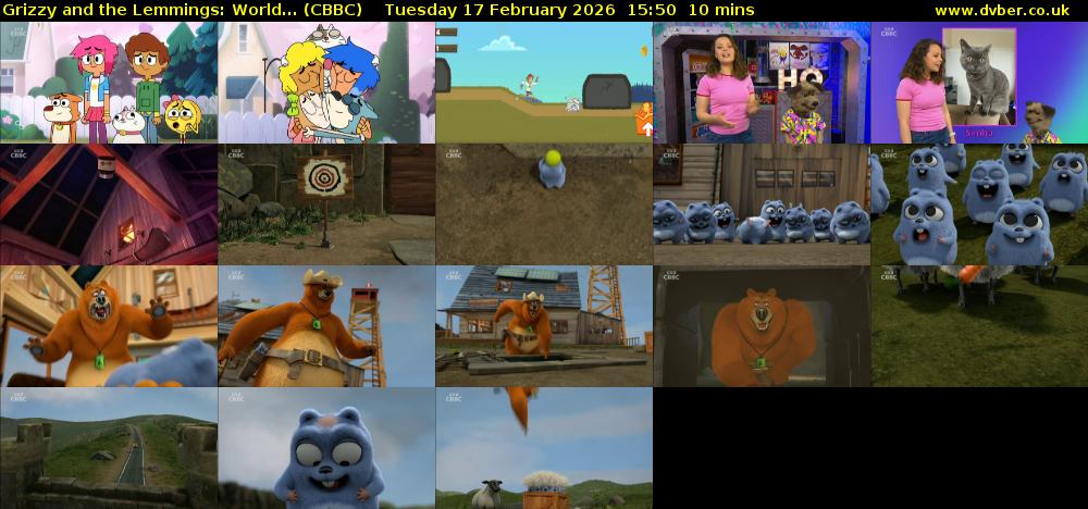 Grizzy and the Lemmings: World... (CBBC) Tuesday 17 February 2026 15:50 - 16:00
