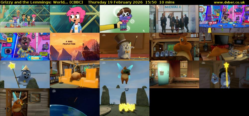 Grizzy and the Lemmings: World... (CBBC) Thursday 19 February 2026 15:50 - 16:00