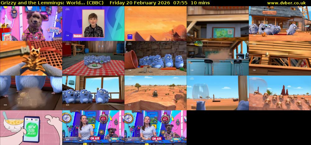 Grizzy and the Lemmings: World... (CBBC) Friday 20 February 2026 07:55 - 08:05