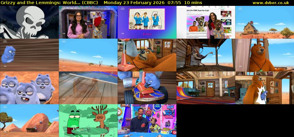 Grizzy and the Lemmings: World... (CBBC) Monday 23 February 2026 07:55 - 08:05