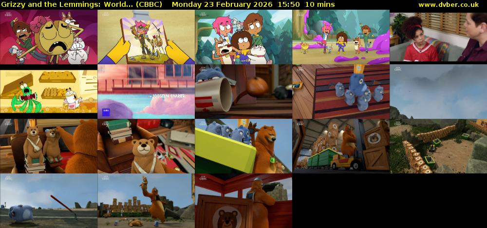 Grizzy and the Lemmings: World... (CBBC) Monday 23 February 2026 15:50 - 16:00