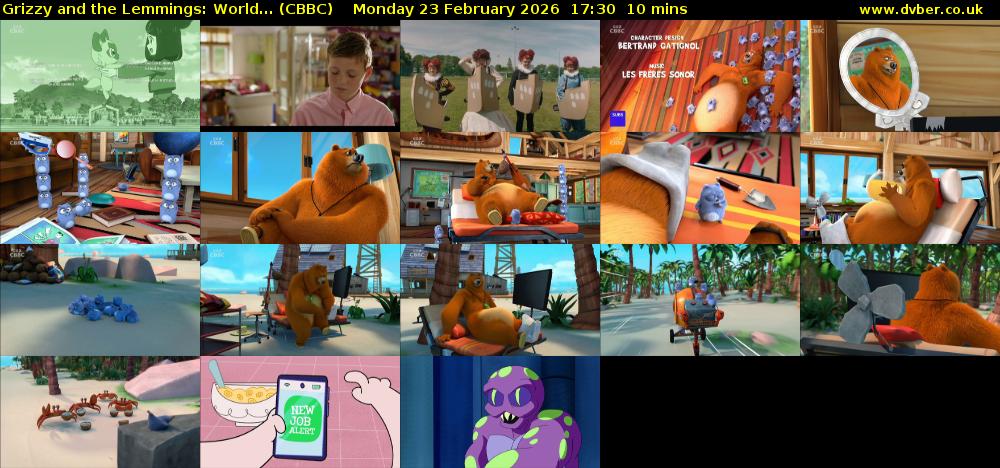 Grizzy and the Lemmings: World... (CBBC) Monday 23 February 2026 17:30 - 17:40