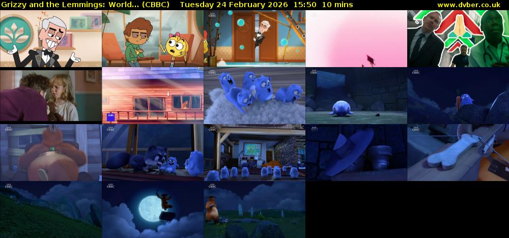 Grizzy and the Lemmings: World... (CBBC) Tuesday 24 February 2026 15:50 - 16:00