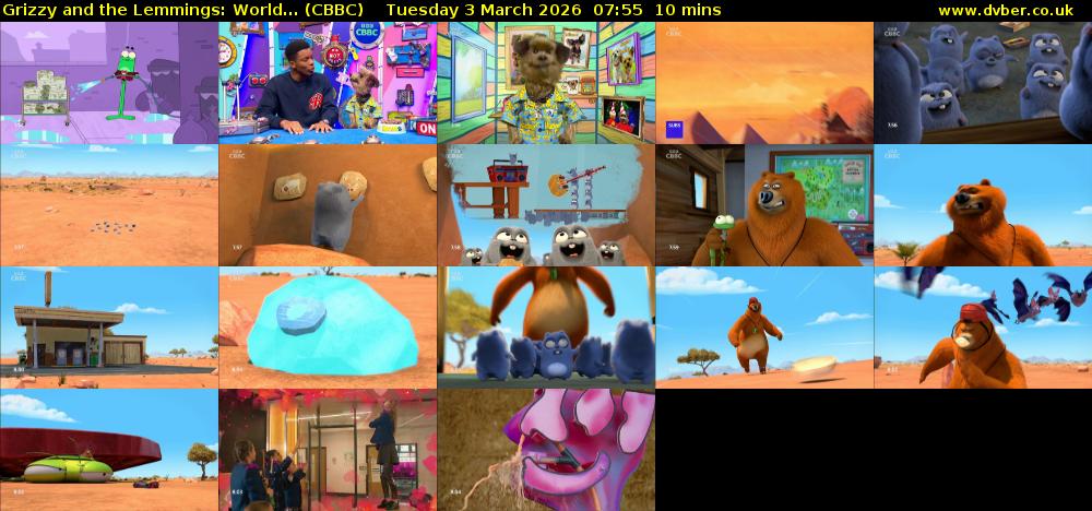 Grizzy and the Lemmings: World... (CBBC) Tuesday 3 March 2026 07:55 - 08:05
