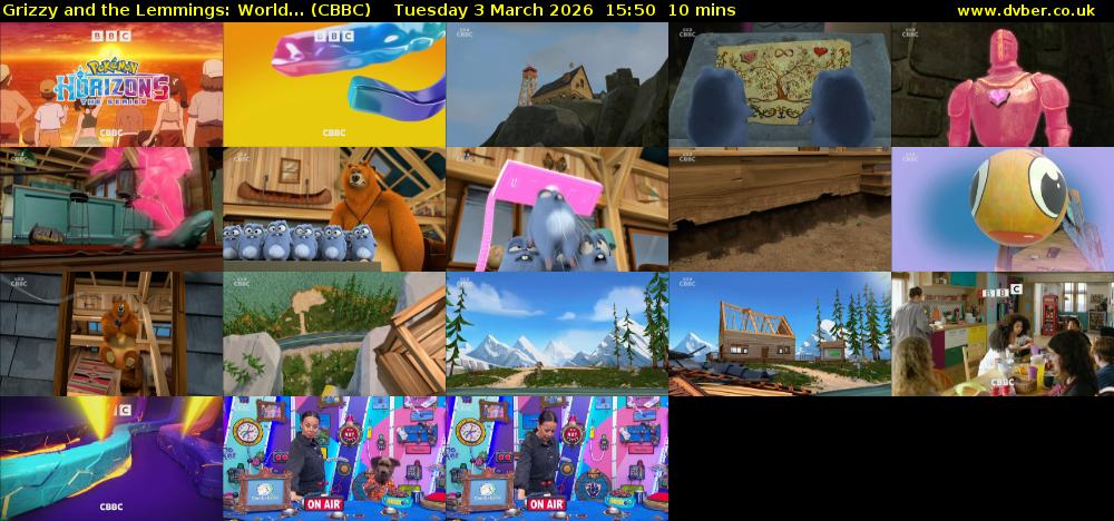 Grizzy and the Lemmings: World... (CBBC) Tuesday 3 March 2026 15:50 - 16:00