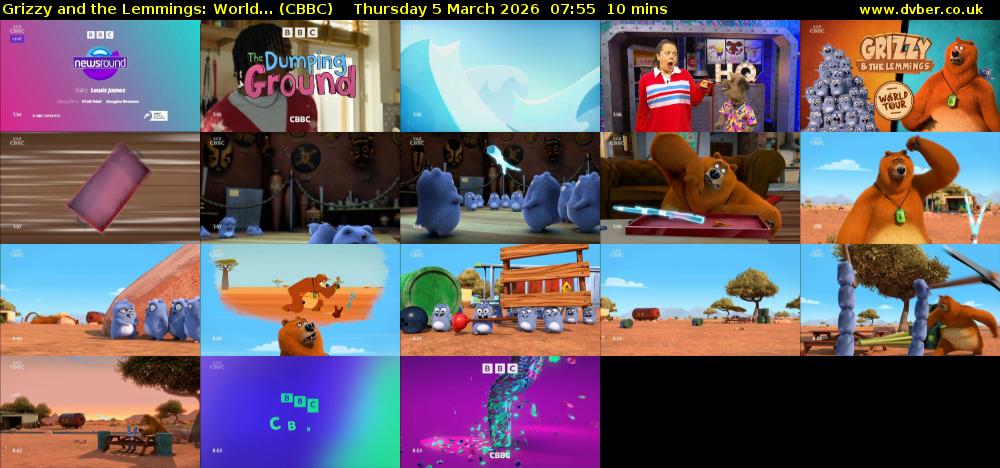 Grizzy and the Lemmings: World... (CBBC) Thursday 5 March 2026 07:55 - 08:05