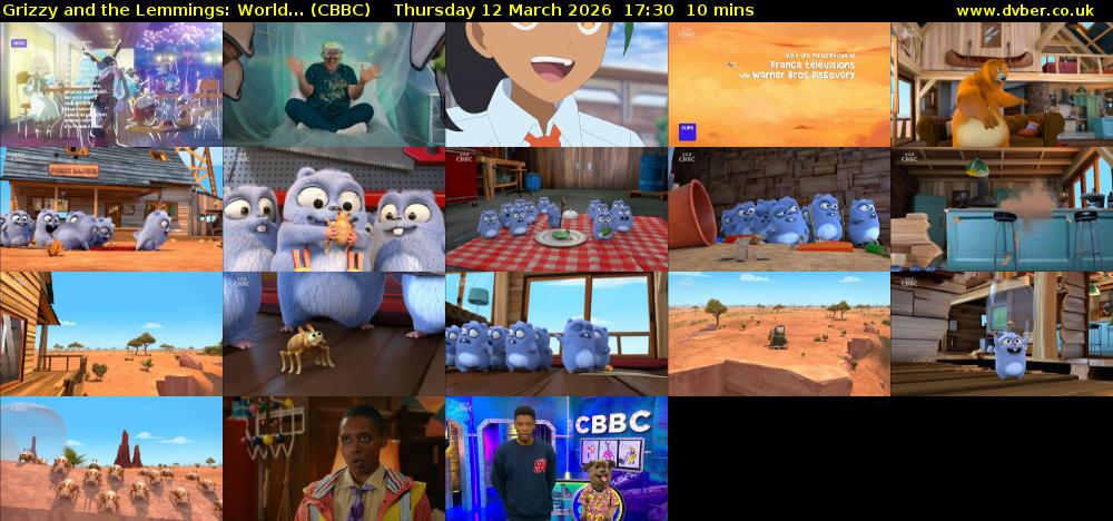 Grizzy and the Lemmings: World... (CBBC) Thursday 12 March 2026 17:30 - 17:40