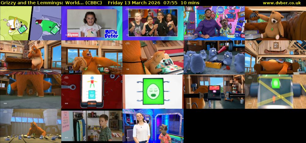 Grizzy and the Lemmings: World... (CBBC) Friday 13 March 2026 07:55 - 08:05