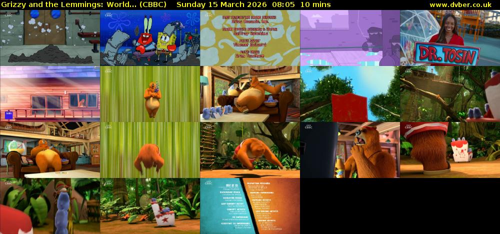 Grizzy and the Lemmings: World... (CBBC) Sunday 15 March 2026 08:05 - 08:15