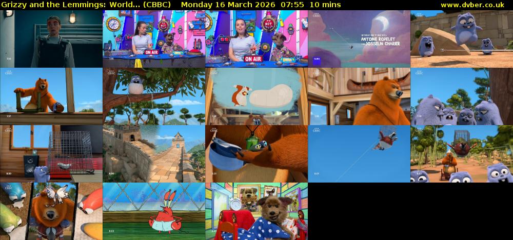 Grizzy and the Lemmings: World... (CBBC) Monday 16 March 2026 07:55 - 08:05