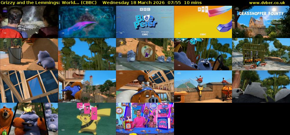 Grizzy and the Lemmings: World... (CBBC) Wednesday 18 March 2026 07:55 - 08:05