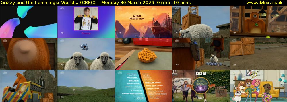 Grizzy and the Lemmings: World... (CBBC) Monday 30 March 2026 07:55 - 08:05