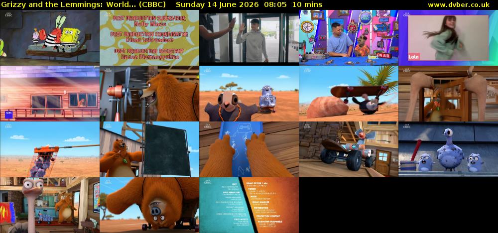 Grizzy and the Lemmings: World... (CBBC) Sunday 14 June 2026 08:05 - 08:15