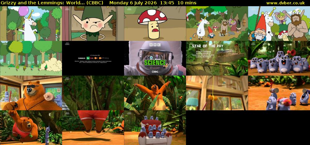 Grizzy and the Lemmings: World... (CBBC) Monday 6 July 2026 13:45 - 13:55