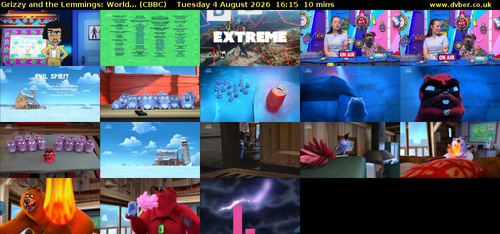 Grizzy and the Lemmings: World... (CBBC) Tuesday 4 August 2026 16:15 - 16:25