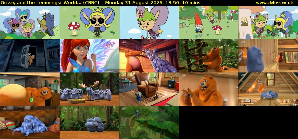 Grizzy and the Lemmings: World... (CBBC) Monday 31 August 2026 13:50 - 14:00