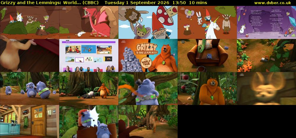 Grizzy and the Lemmings: World... (CBBC) Tuesday 1 September 2026 13:50 - 14:00