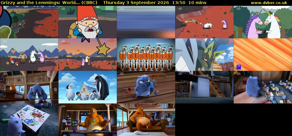 Grizzy and the Lemmings: World... (CBBC) Thursday 3 September 2026 13:50 - 14:00