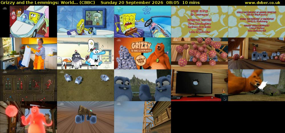 Grizzy and the Lemmings: World... (CBBC) Sunday 20 September 2026 08:05 - 08:15