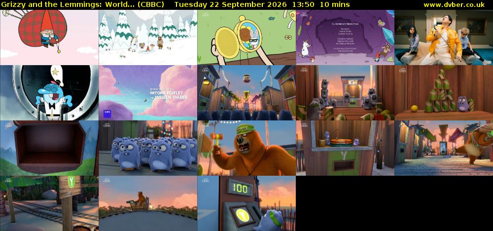 Grizzy and the Lemmings: World... (CBBC) Tuesday 22 September 2026 13:50 - 14:00