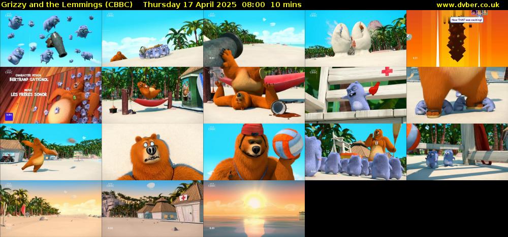Grizzy and the Lemmings (CBBC) Thursday 17 April 2025 08:00 - 08:10