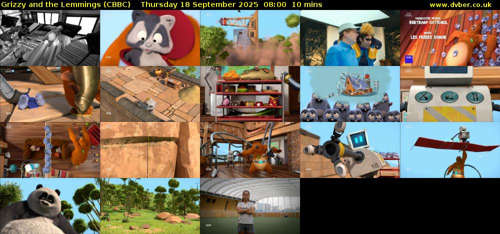 Grizzy and the Lemmings (CBBC) Thursday 18 September 2025 08:00 - 08:10