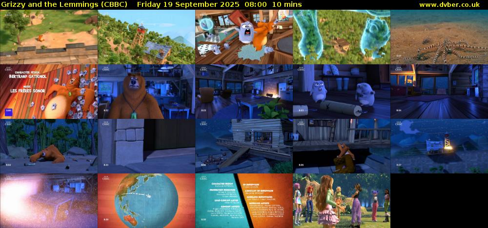 Grizzy and the Lemmings (CBBC) Friday 19 September 2025 08:00 - 08:10