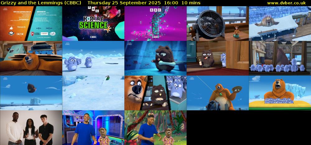 Grizzy and the Lemmings (CBBC) Thursday 25 September 2025 16:00 - 16:10