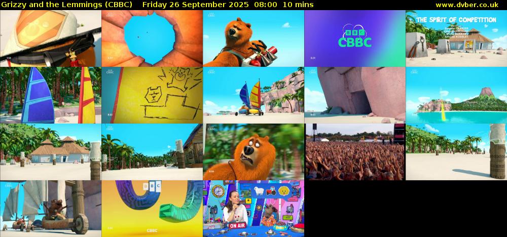 Grizzy and the Lemmings (CBBC) Friday 26 September 2025 08:00 - 08:10