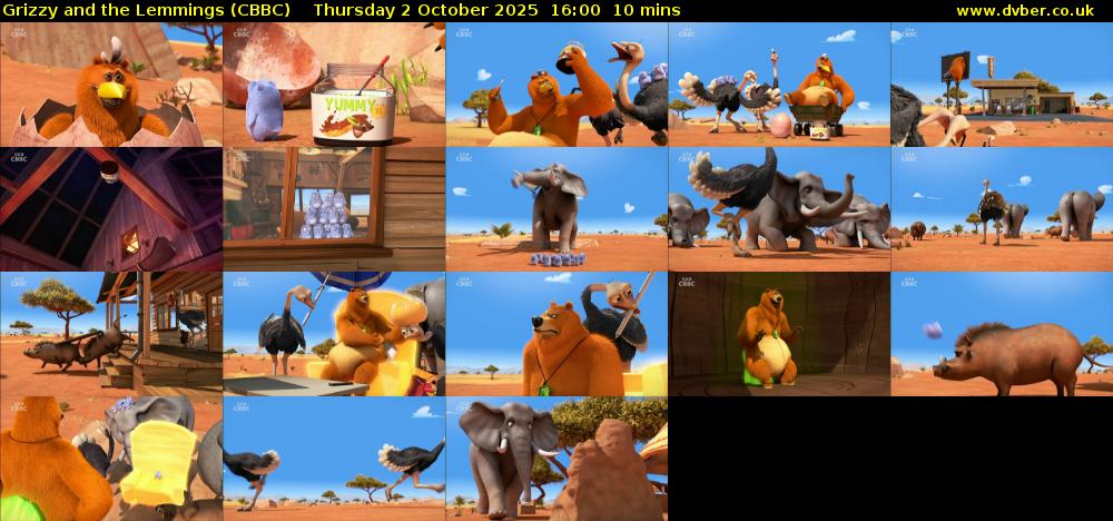 Grizzy and the Lemmings (CBBC) Thursday 2 October 2025 16:00 - 16:10