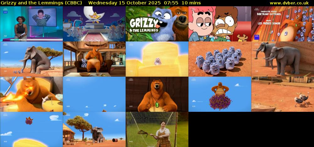 Grizzy and the Lemmings (CBBC) Wednesday 15 October 2025 07:55 - 08:05