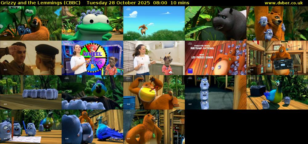 Grizzy and the Lemmings (CBBC) Tuesday 28 October 2025 08:00 - 08:10