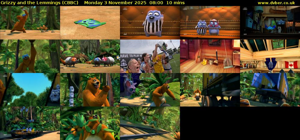 Grizzy and the Lemmings (CBBC) Monday 3 November 2025 08:00 - 08:10