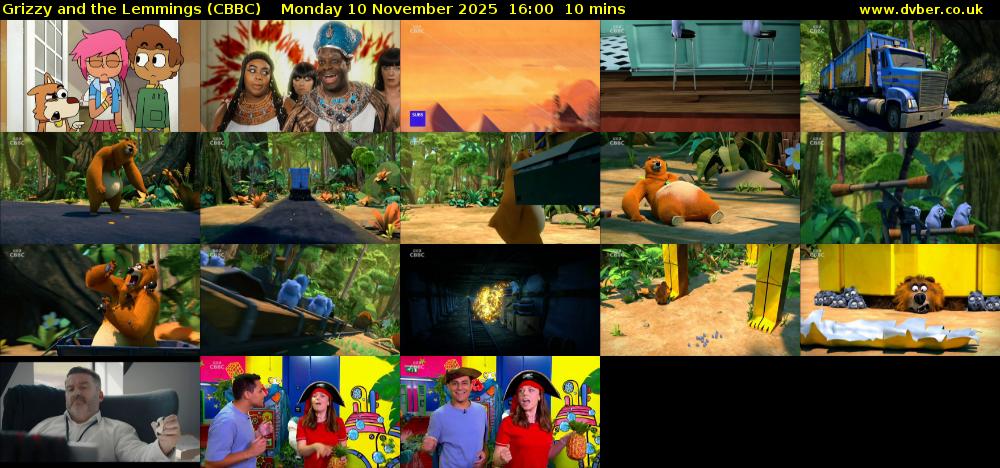 Grizzy and the Lemmings (CBBC) Monday 10 November 2025 16:00 - 16:10