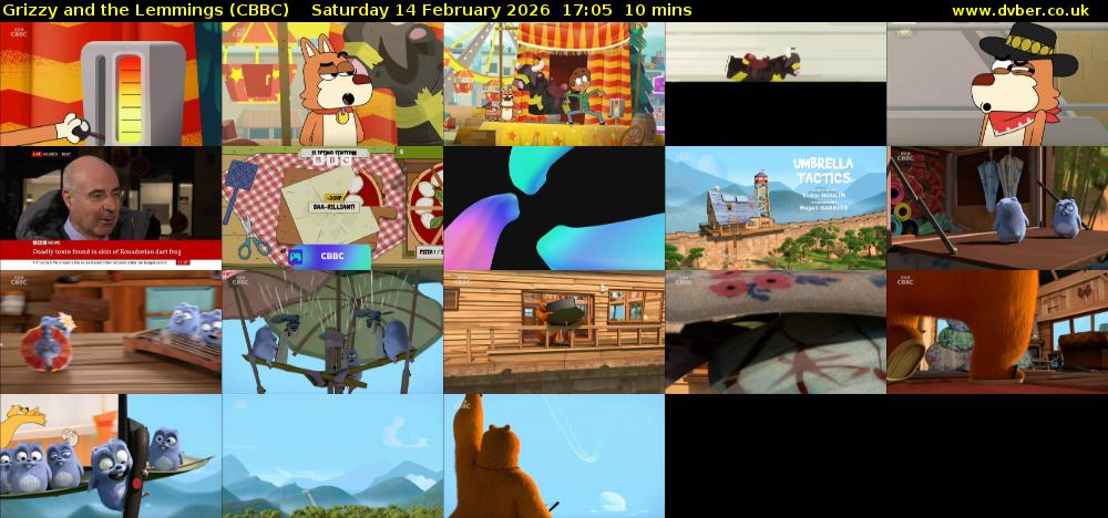Grizzy and the Lemmings (CBBC) Saturday 14 February 2026 17:05 - 17:15