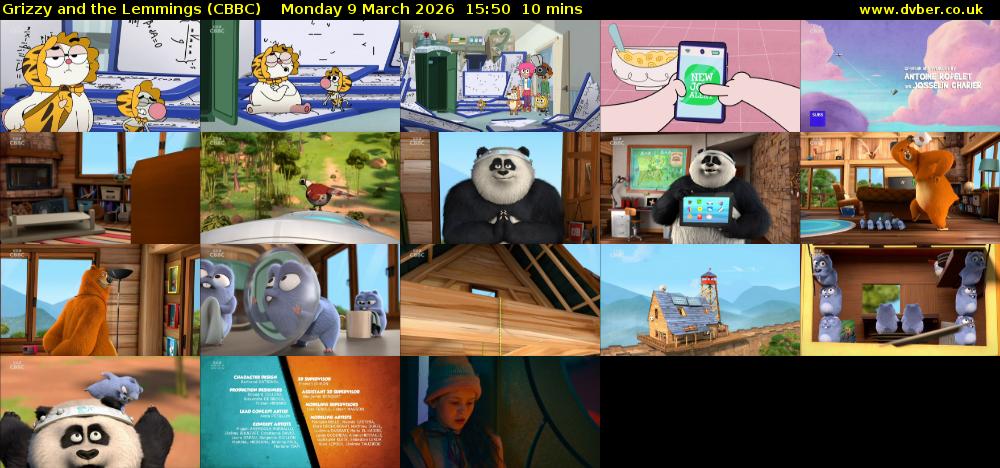 Grizzy and the Lemmings (CBBC) Monday 9 March 2026 15:50 - 16:00