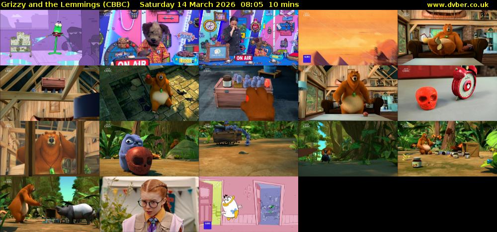 Grizzy and the Lemmings (CBBC) Saturday 14 March 2026 08:05 - 08:15