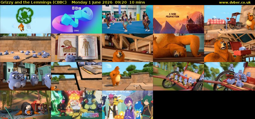 Grizzy and the Lemmings (CBBC) Monday 1 June 2026 09:20 - 09:30