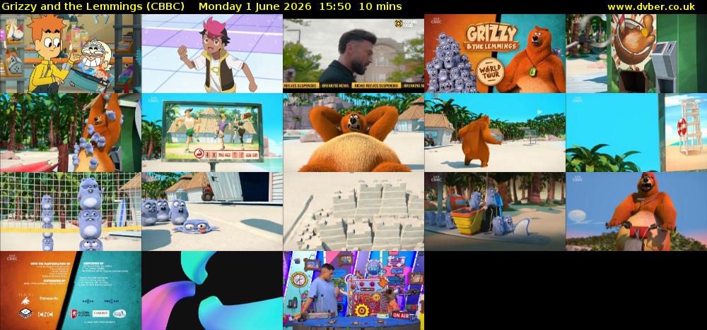 Grizzy and the Lemmings (CBBC) Monday 1 June 2026 15:50 - 16:00