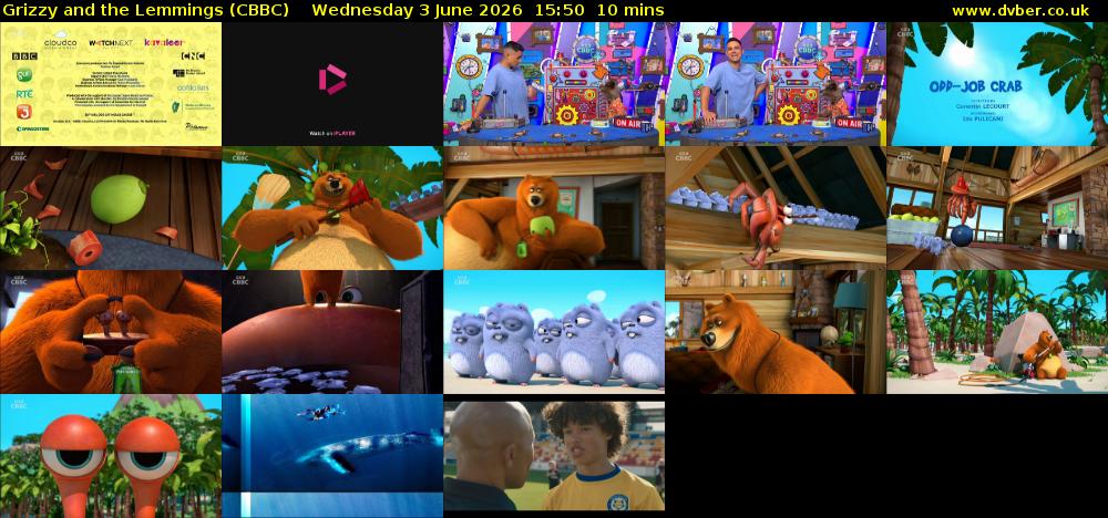 Grizzy and the Lemmings (CBBC) Wednesday 3 June 2026 15:50 - 16:00