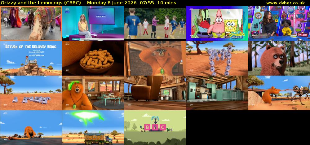Grizzy and the Lemmings (CBBC) Monday 8 June 2026 07:55 - 08:05