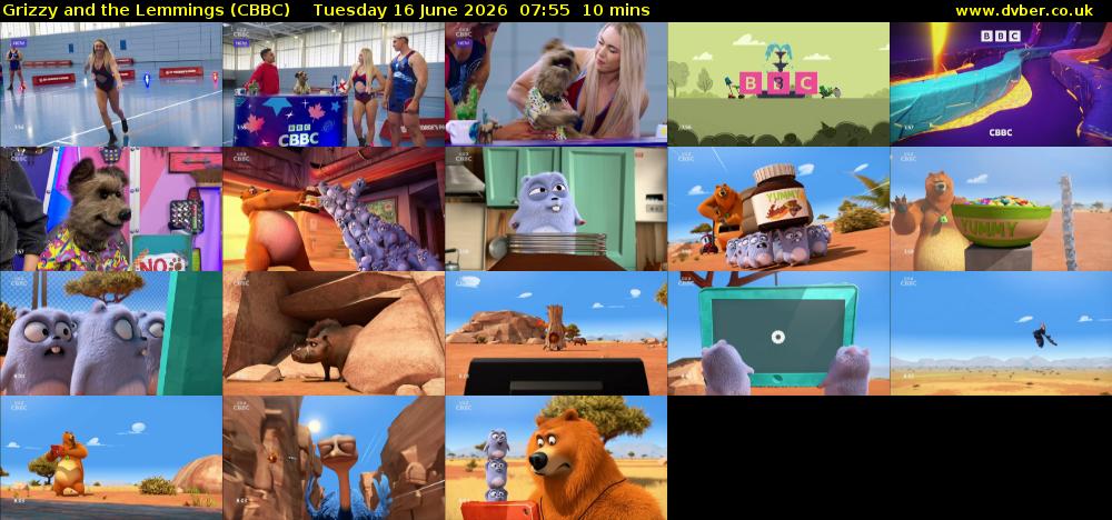 Grizzy and the Lemmings (CBBC) Tuesday 16 June 2026 07:55 - 08:05
