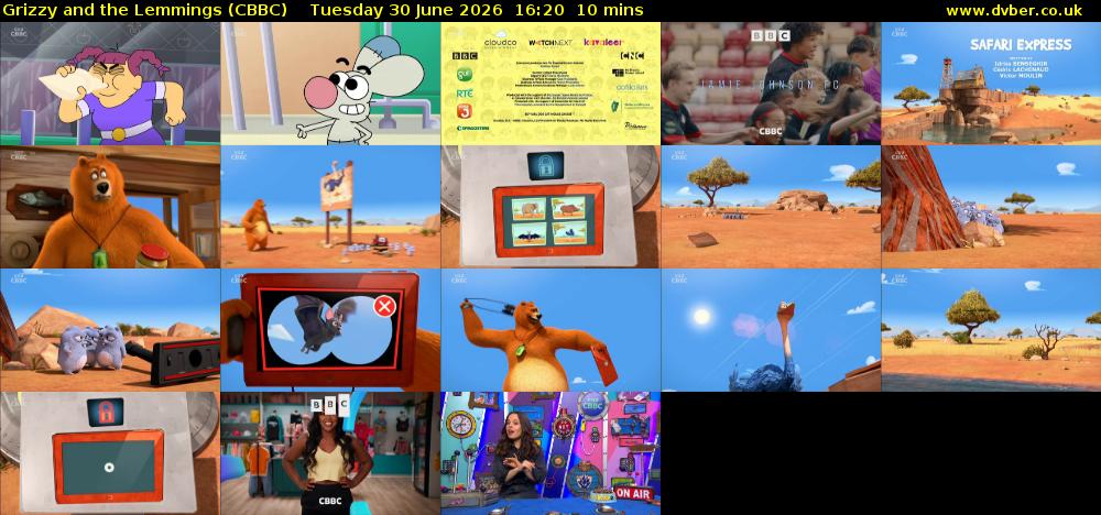 Grizzy and the Lemmings (CBBC) Tuesday 30 June 2026 16:20 - 16:30