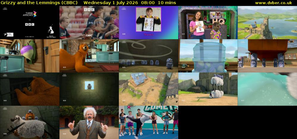 Grizzy and the Lemmings (CBBC) Wednesday 1 July 2026 08:00 - 08:10