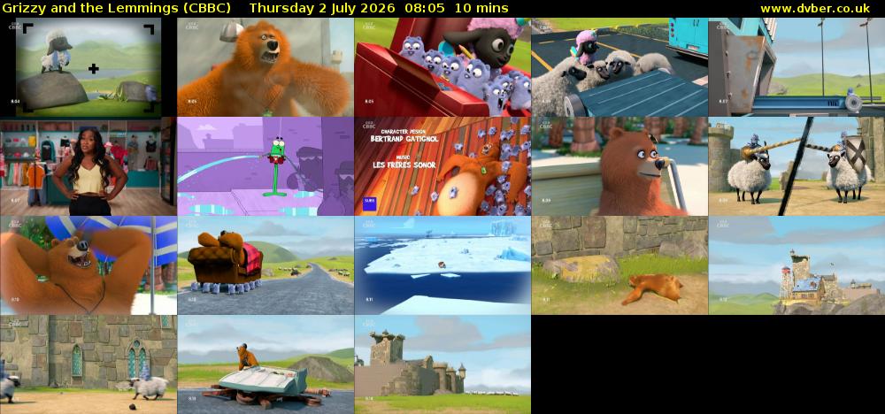 Grizzy and the Lemmings (CBBC) Thursday 2 July 2026 08:05 - 08:15