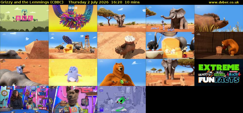 Grizzy and the Lemmings (CBBC) Thursday 2 July 2026 16:20 - 16:30