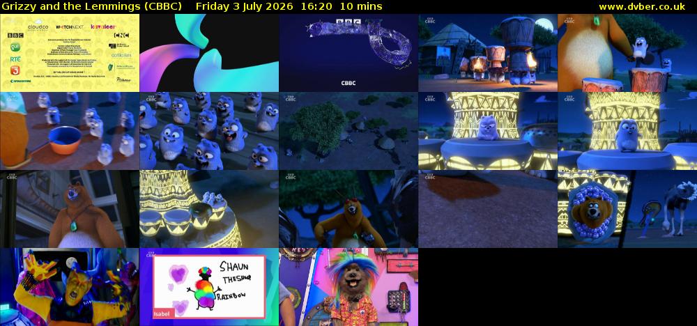 Grizzy and the Lemmings (CBBC) Friday 3 July 2026 16:20 - 16:30